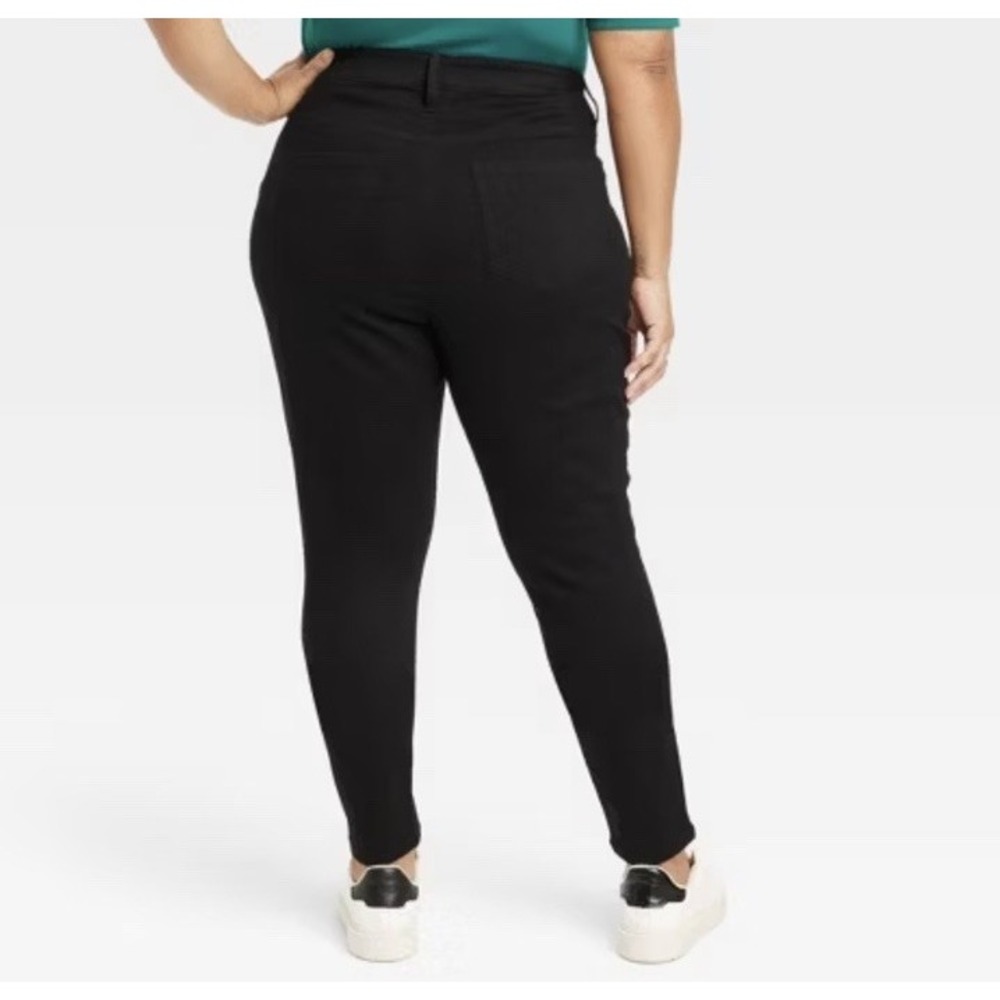 Women's High-Rise Skinny Jeans Ava & Viv Black Denim Size 26 Heavyweight - Picture 2 of 8